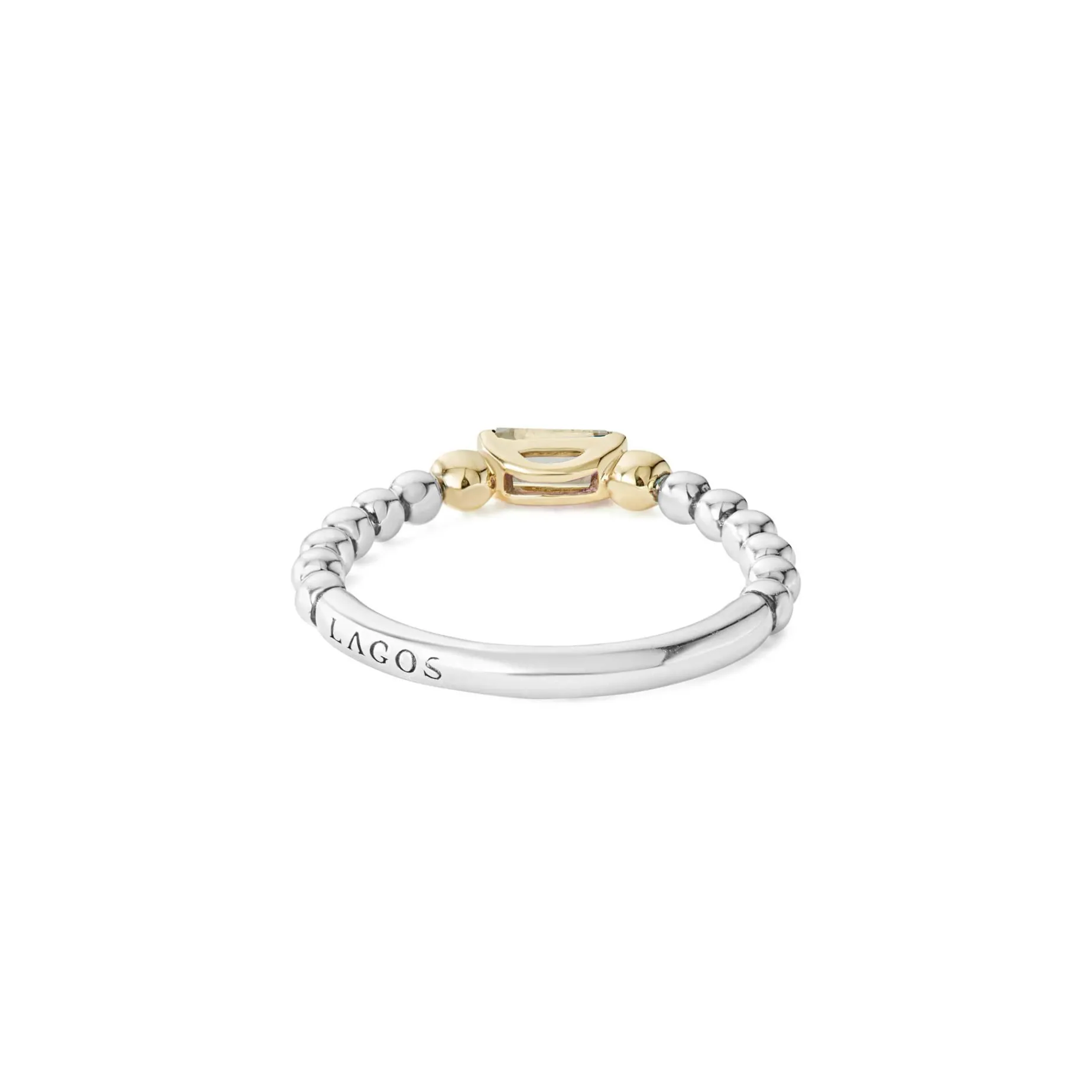 Two-Tone<LAGOS White Topaz Stacking Ring With Diamonds