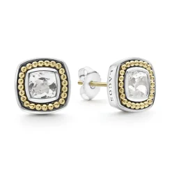 Two-Tone<LAGOS White Topaz Stud Earrings