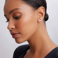 Silver<LAGOS White Topaz Stud Earrings