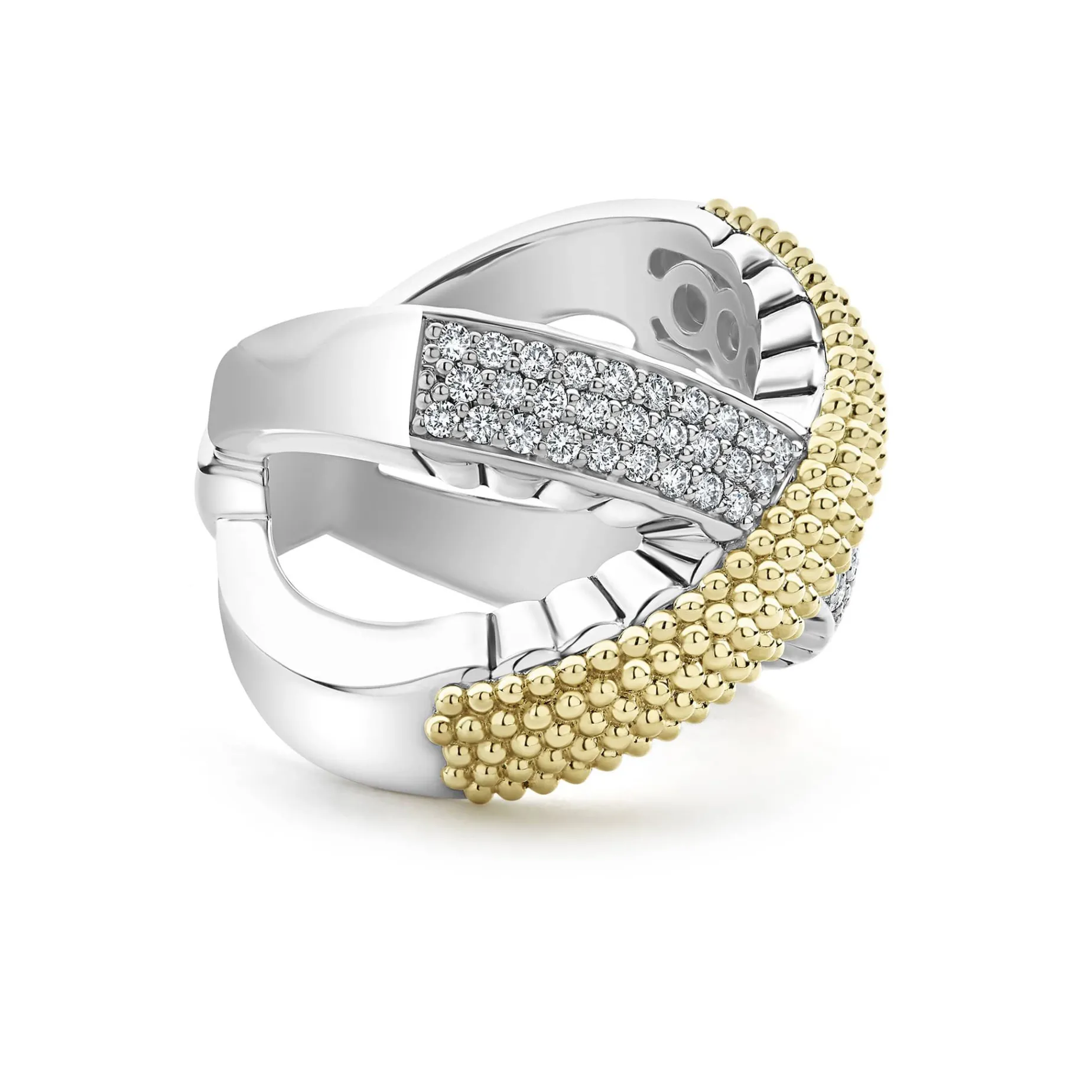 Two-Tone<LAGOS X Caviar Diamond Ring
