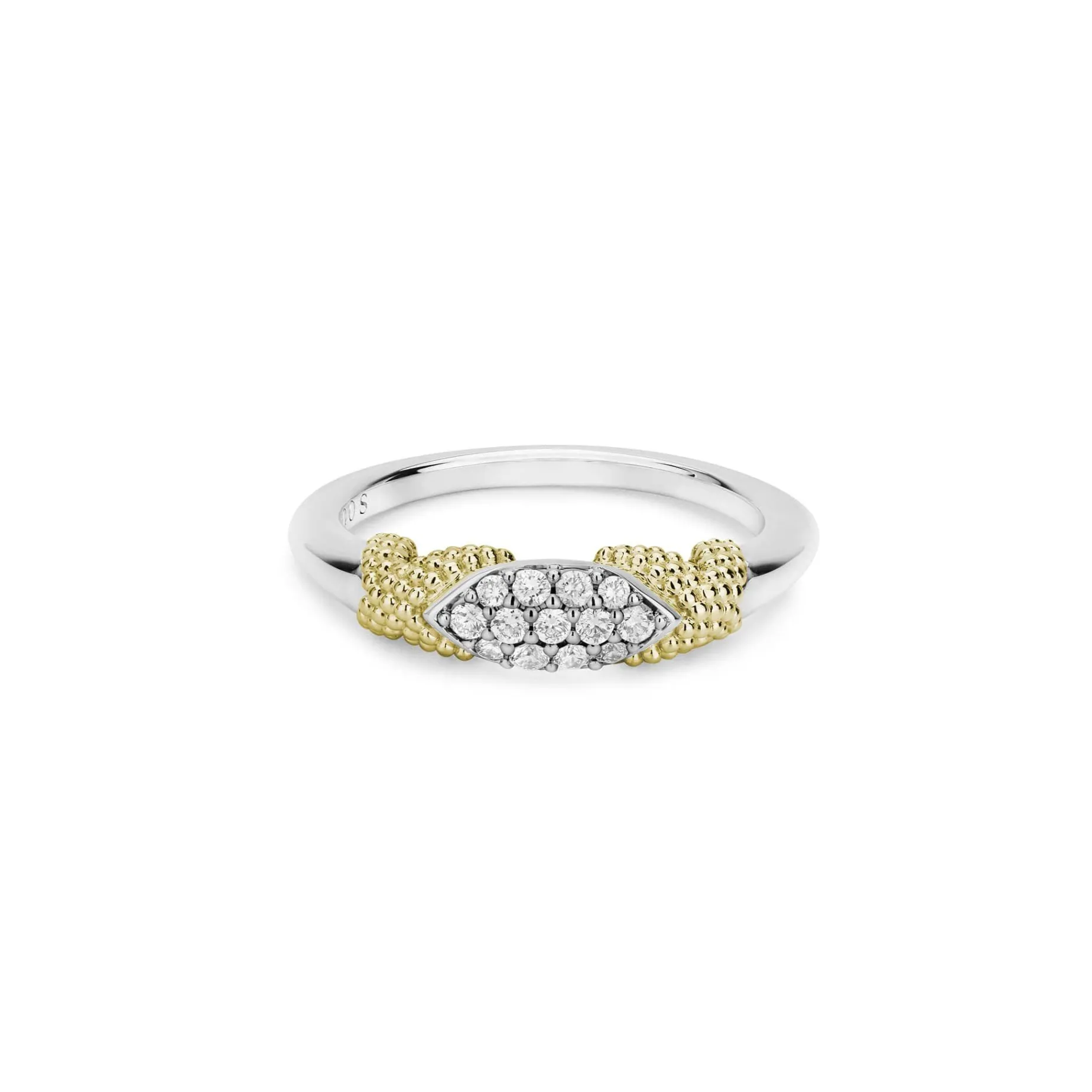 Two-Tone<LAGOS X Diamond Caviar Stacking Ring