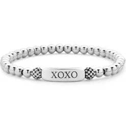 Silver<LAGOS Xoxo Station Stretch Bead Bracelet